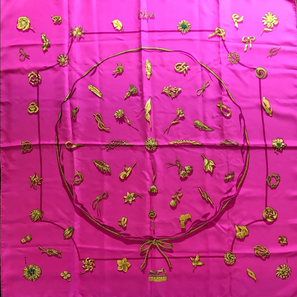 HERMÈS Clips Silk Twill Scarf, 90, 1986 , Vintage, Pristine